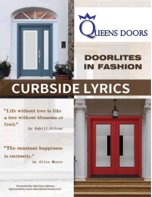 Blue and red door designs display.