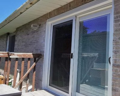Sliding glass door on a deck