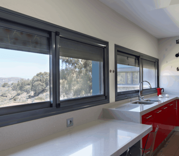 Modern kitchen with double lift-out slider windows