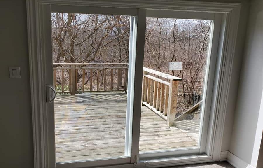 Sliding door view to wooden deck