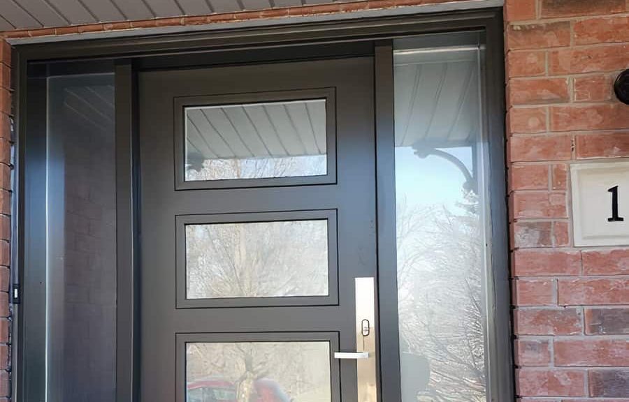 Modern front door with glass panels
